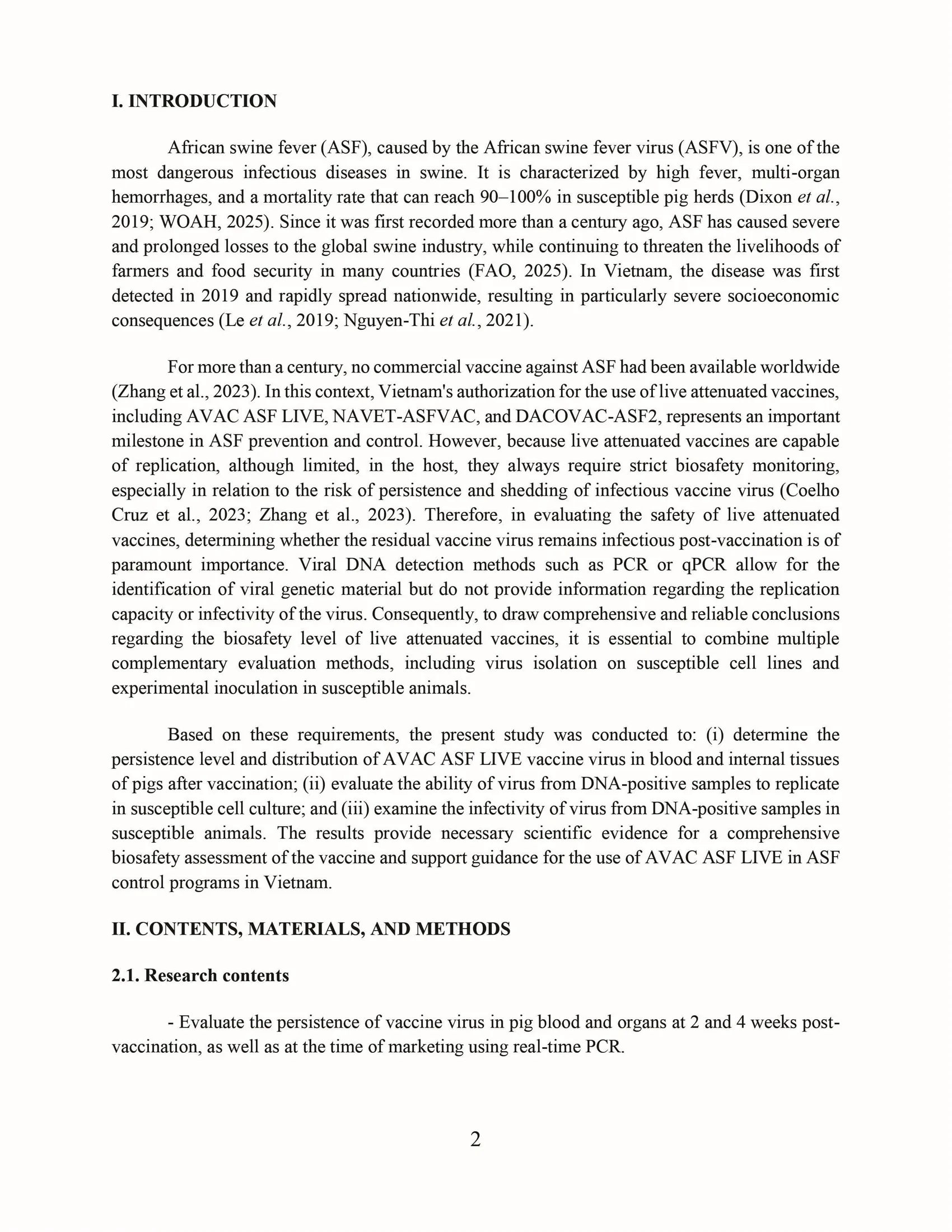 Evaluation of the persistence of AVAC ASF LIVE vaccine virus