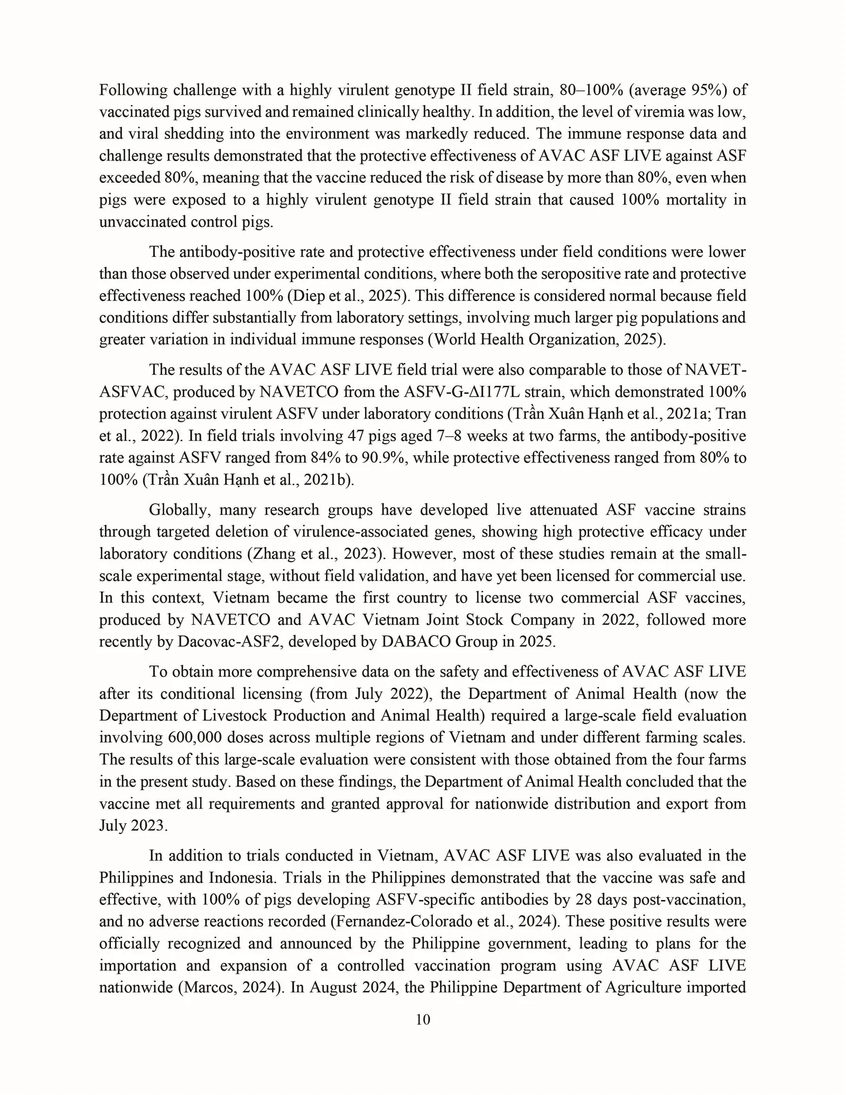 Evaluating the safety and effectiveness of the AVAC ASF LIVE vaccine against African swine fever under field conditions