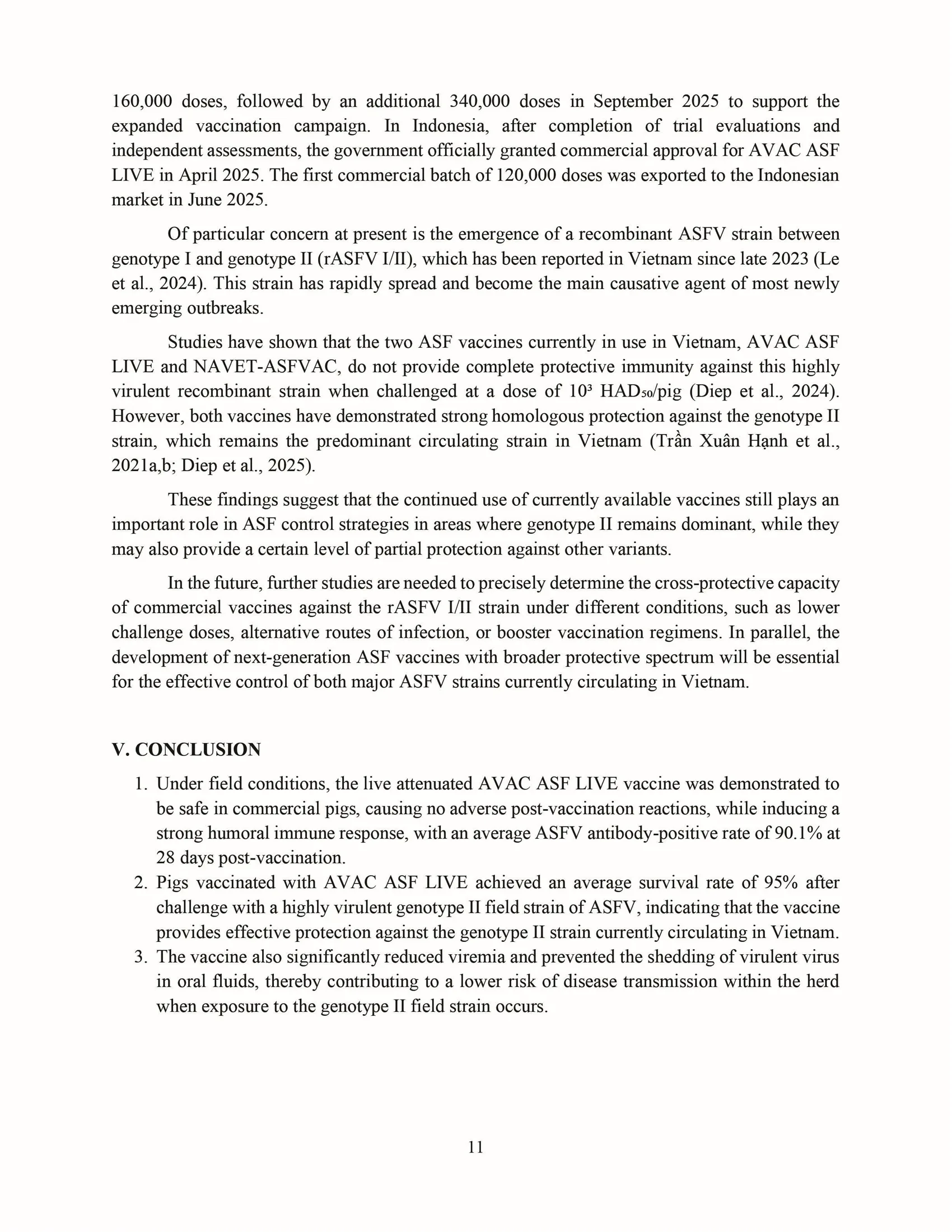 Evaluating the safety and effectiveness of the AVAC ASF LIVE vaccine against African swine fever under field conditions