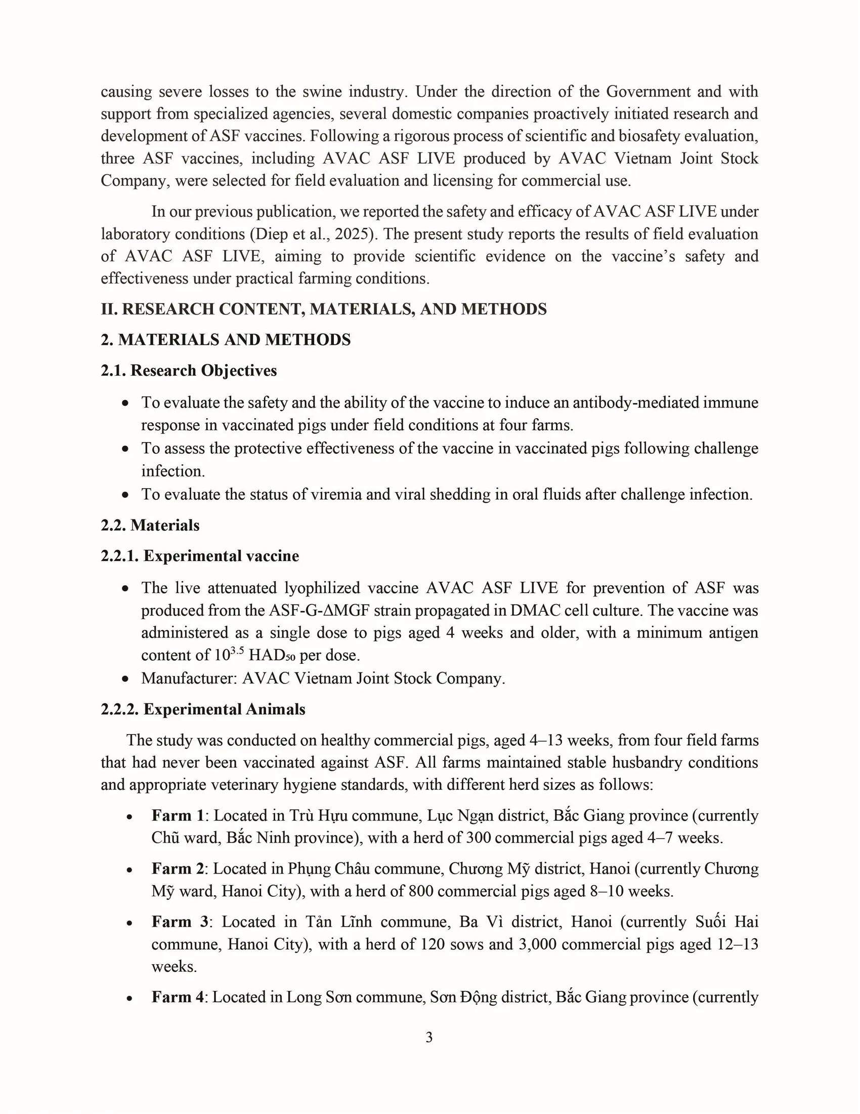 Evaluating the safety and effectiveness of the AVAC ASF LIVE vaccine against African swine fever under field conditions