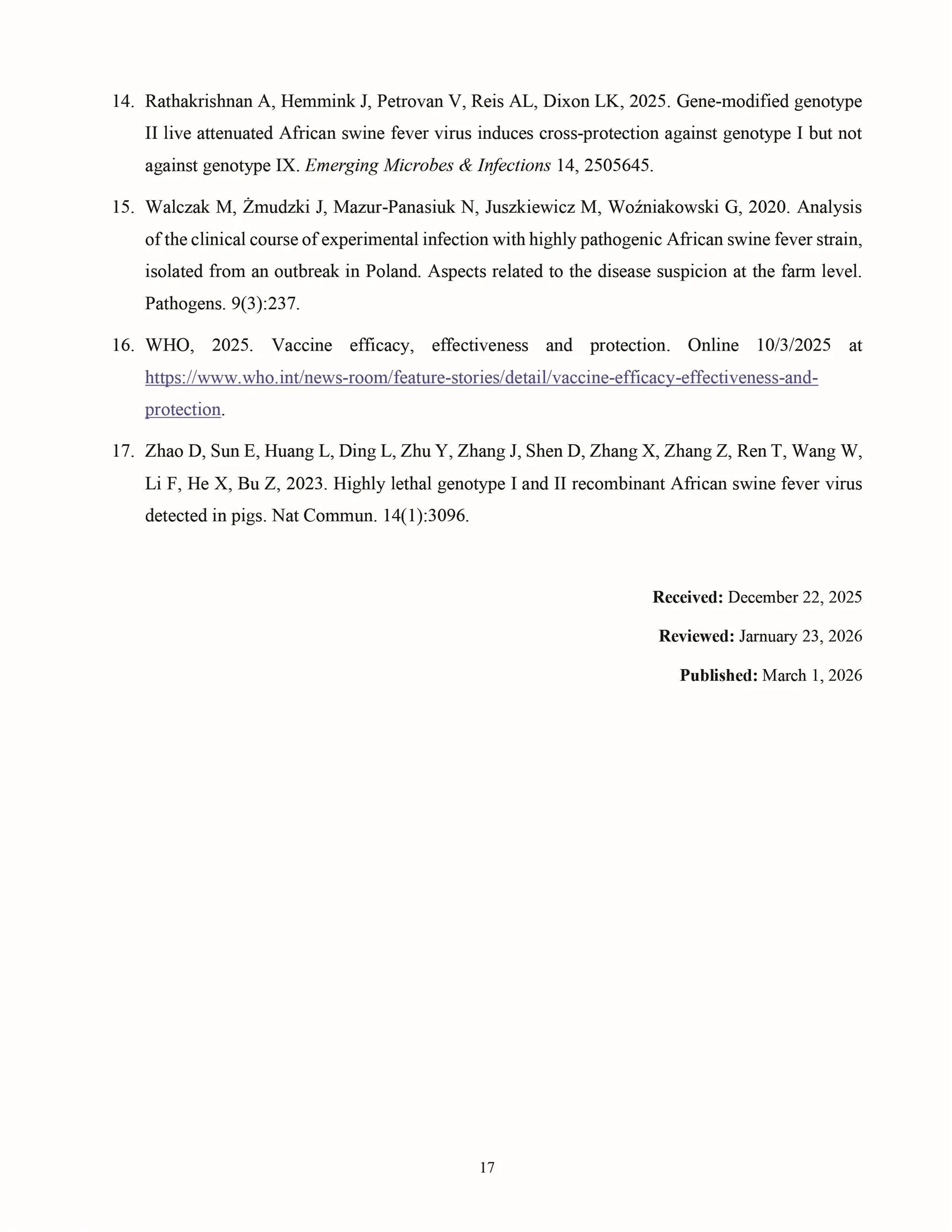 Cross-protective efficacy of the AVAC ASF LIVE vaccine against recombinant rASFV I,II strain