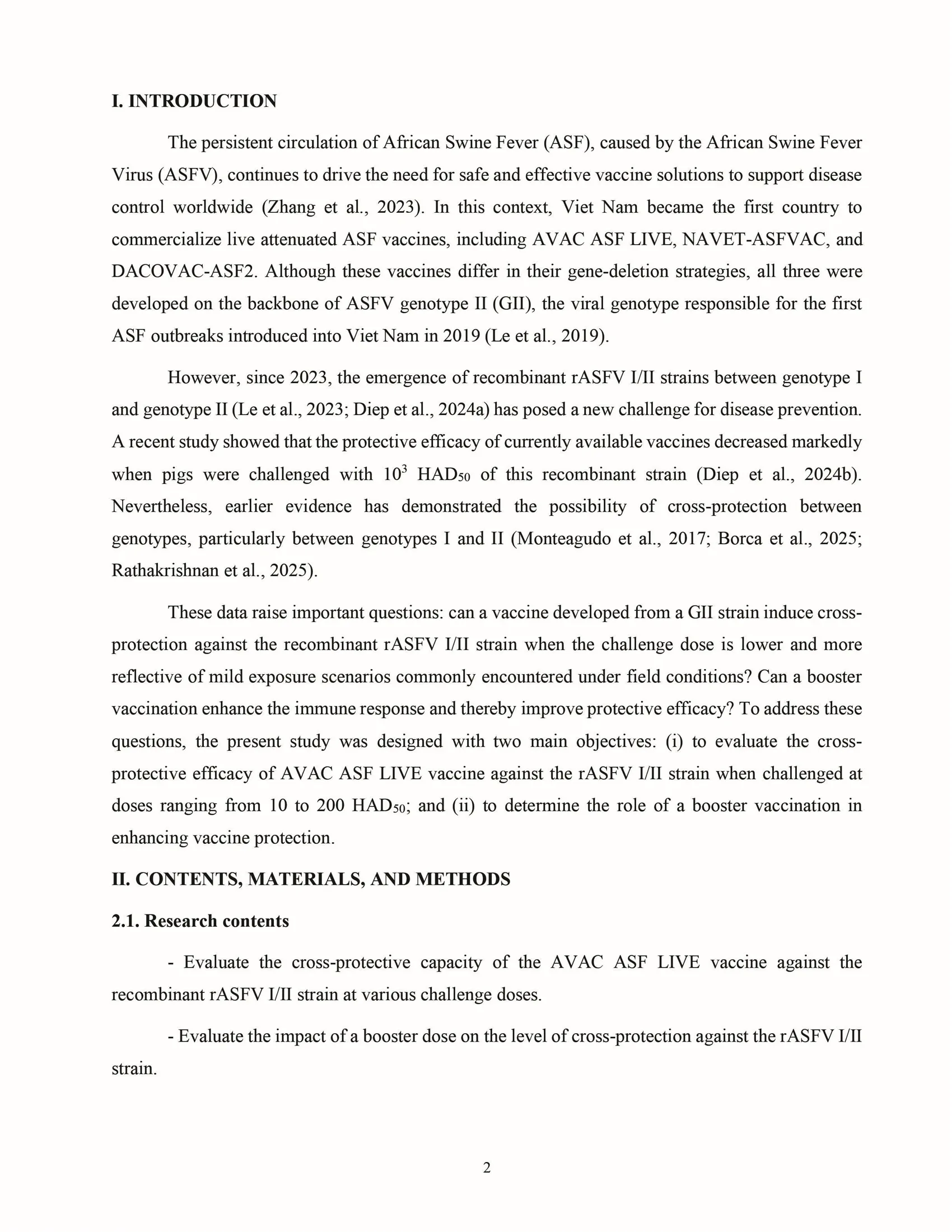 Cross-protective efficacy of the AVAC ASF LIVE vaccine against recombinant rASFV I,II strain
