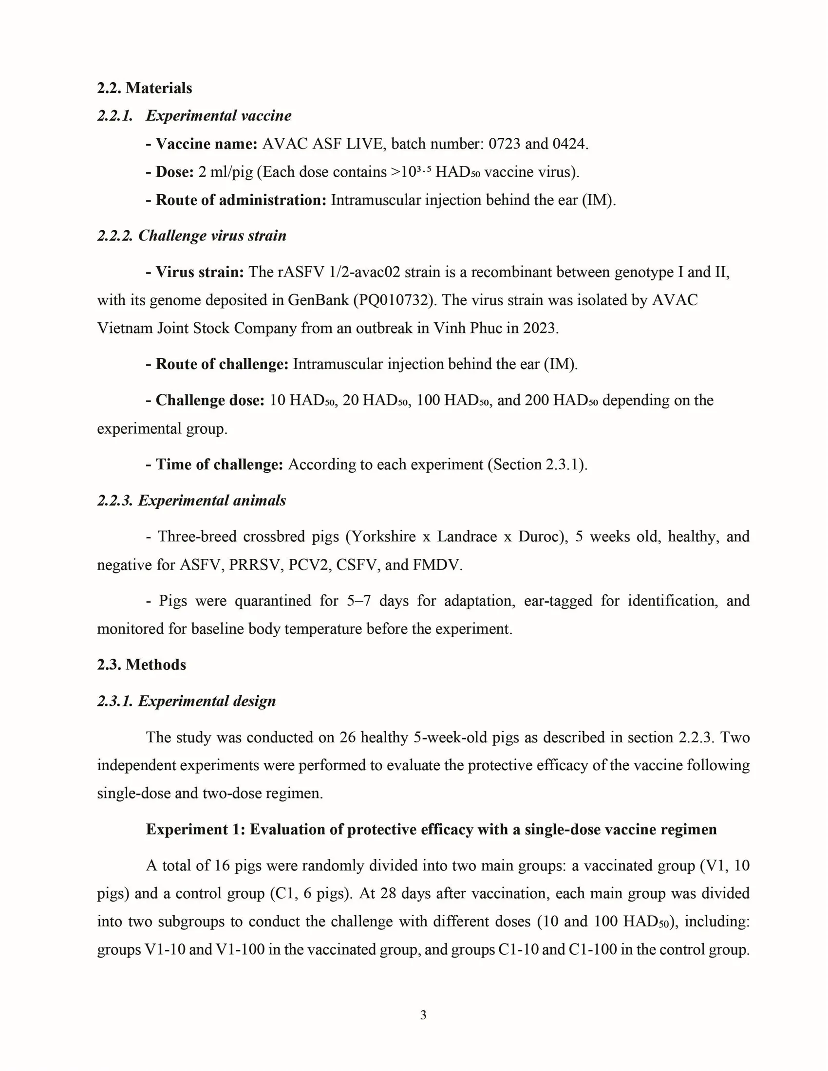Cross-protective efficacy of the AVAC ASF LIVE vaccine against recombinant rASFV I,II strain