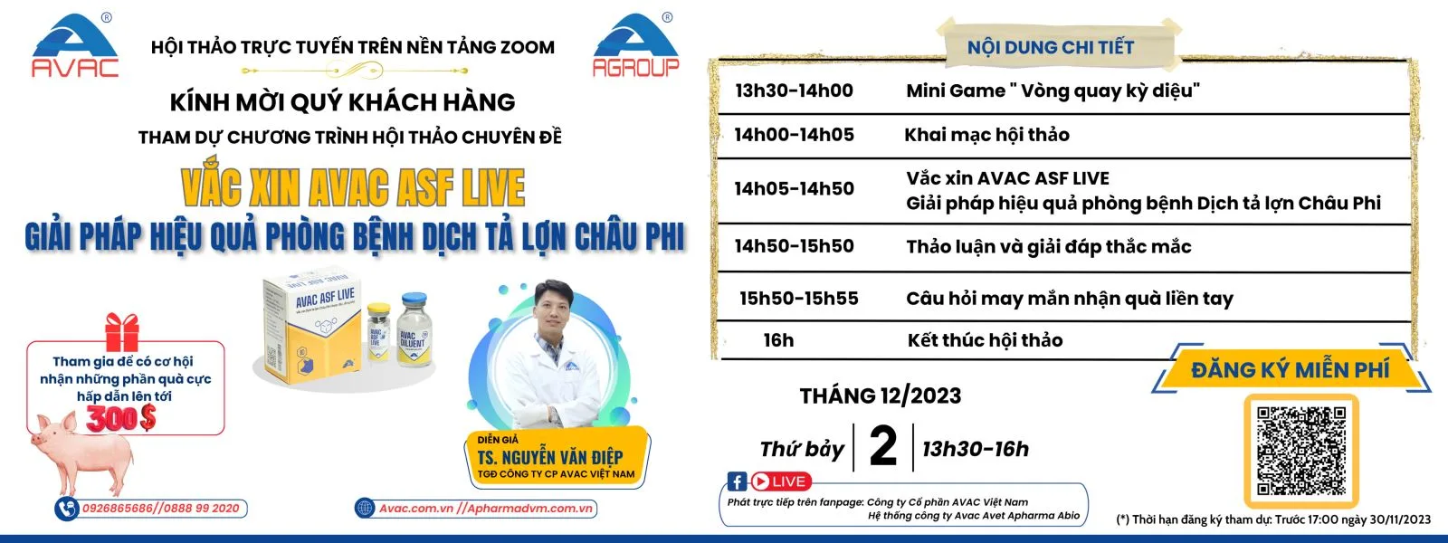 HỘI THẢO ONLINE: VẮC XIN AVAC ASF LIVE – GIẢI PHÁP HIỆU QUẢ PHÒNG BỆNH DỊCH TẢ LỢN CHÂU PHI