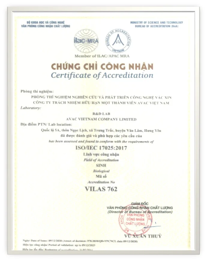 TRUNG TÂM CHẨN ĐOÁN – XÉT NGHIỆM THÚ Y THEO TIÊU CHUẨN ISO 17025:2017